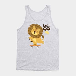 Cute lion playing skateboard Tank Top